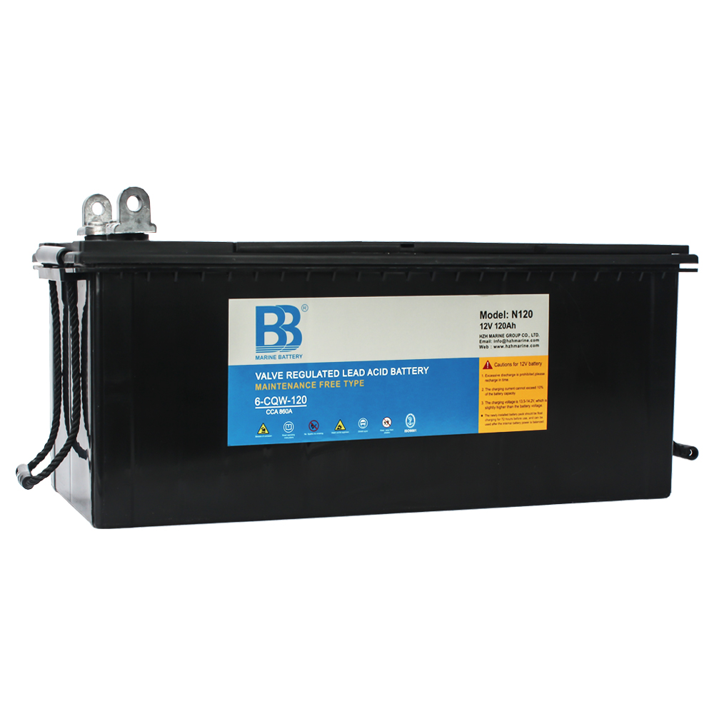 12V120Ah船用蓄电池 12V120Ah船用免维护蓄电池